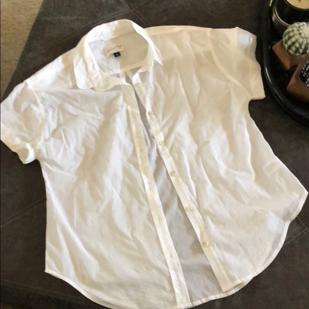 Sheer white button down